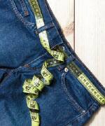 pants with a measuring tape for a belt