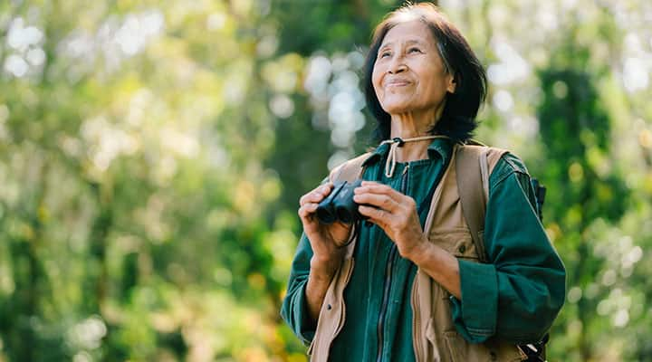 Senior woman exploring the outdoors