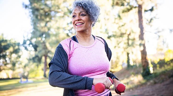 Woman exercising to improve bone health