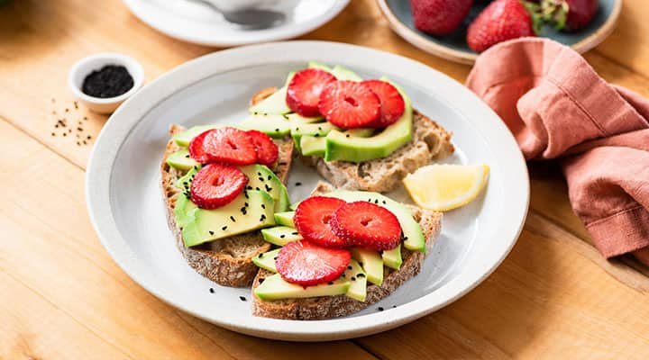 Avocado, seeds and berries on a toast as a meal can support memory