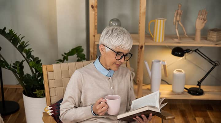 Intelligent woman reading