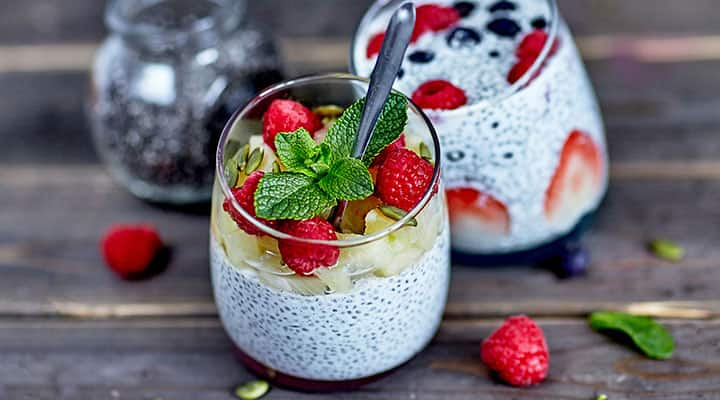 Chia seed pudding rich in omega-3 fatty acids