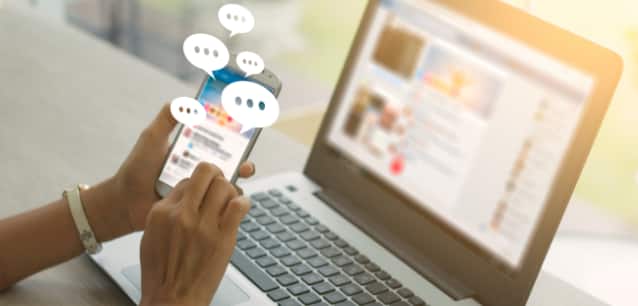 social media laptop mobile phone