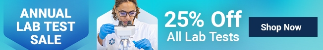 annual lab test sale. 25 percent off all lab tests. shop now.