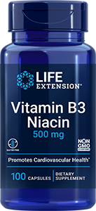 Vitamin B3 Niacin 500 mg, 100 capsules - Life Extension