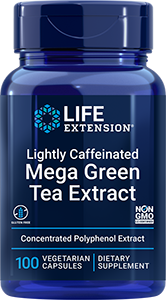 Lightly Caffeinated Mega Green Tea Extract 100 vegetarian capsules - Life Extension