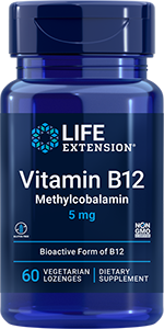 Vitamin B12 Methylcobalamin 5 mg, 60 vegetarian lozenges - Life Extension