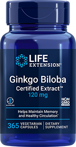 Ginkgo Biloba Certified Extract™, 120 mg, 365 vegetarian capsules