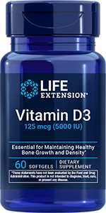 Vitamin D3, 125 mcg (5000 IU), 60 softgels