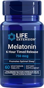Melatonin 6 Hour Timed Release, 750 mcg, 60 vegetarian tablets
