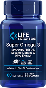 Super Omega-3 EPA/DHA Fish Oil, Sesame Lignans & Olive Extract, 60 softgels