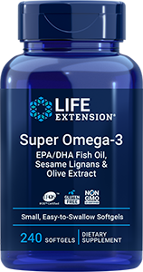 Super Omega-3 EPA/DHA Fish Oil, Sesame Lignans & Olive Extract, 240 softgels