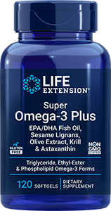 Super Omega-3 Plus EPA/DHA Fish Oil, Sesame Lignans, Olive Extract, Krill & Astaxanthin, 120 softgels