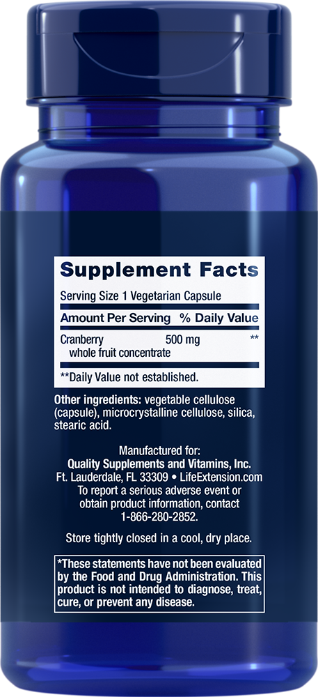 Life Extension Cran-Max®, 60 - 500 Mg (500 Mg, 60 Capsules, Vegetarian)