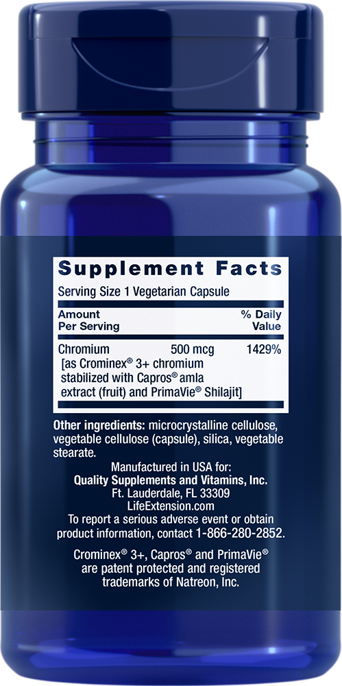 Optimized Chromium With Crominex® 3, 500 Mcg, 60 Vegetarian Capsules ...