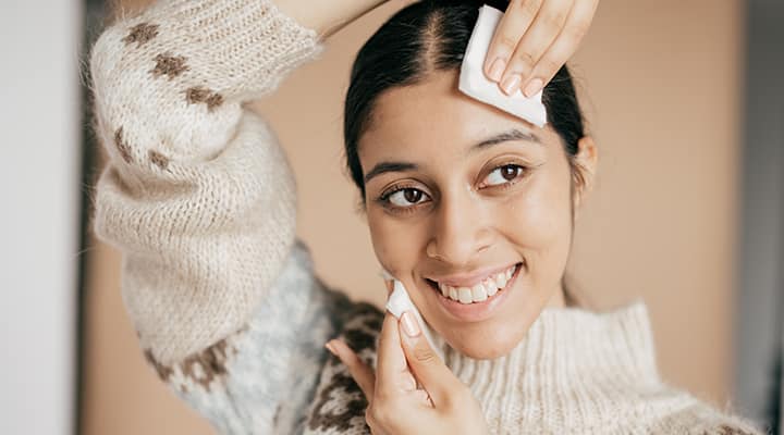 Woman enjoying her wintertime skincare routine