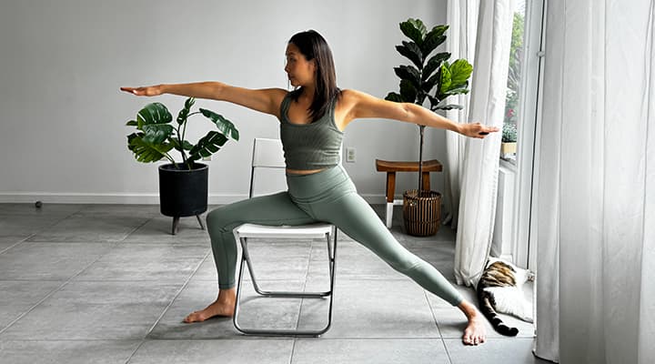 Chair yoga modifies usual yoga poses