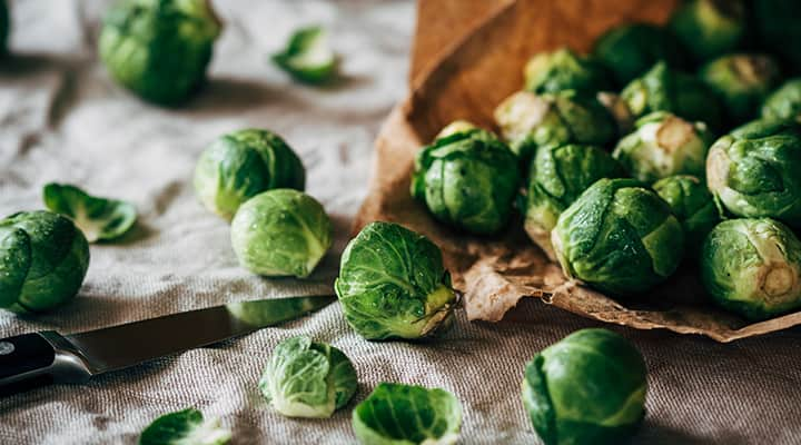 Raw Brussel sprouts that contain antinutrient plant compounds to protect against infections