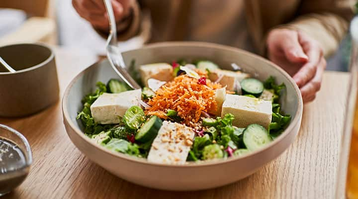 Salad with healthy collagen to help reduce appearance of wrinkles