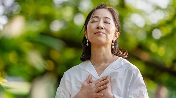 Breathing exercises are helpful for managing stress during menopause