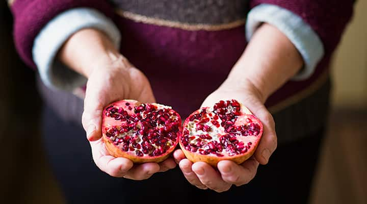 Opened pomegrante that packs a major nutritional punch