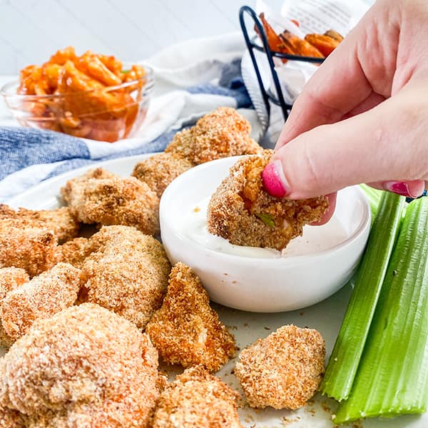 If you use vegan sauce, your buffalo cauliflower wings will be vegan