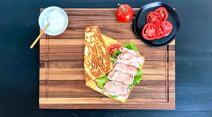 Cottage cheese bread makes a great base for sandwiches