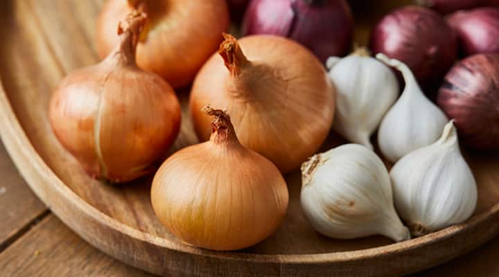 Onions and garlic and a good source of prebiotics