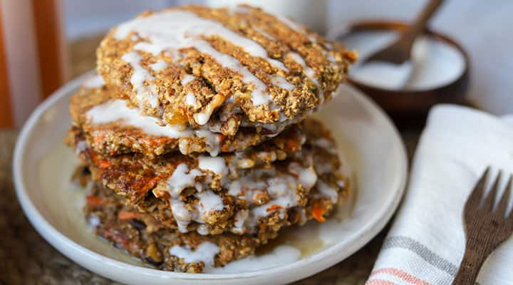 Carrot cake pancakes are vegan and gluten free