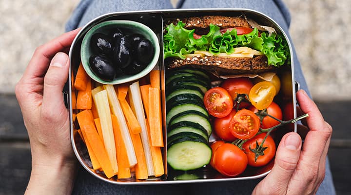 An adult bento box is perfect for a lunch with variety