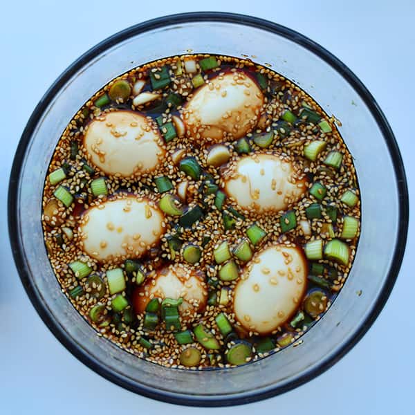 Marinate the eggs for at least four hours