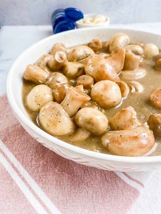 Immune supporting sautéed garlic and mushrooms in a bowl