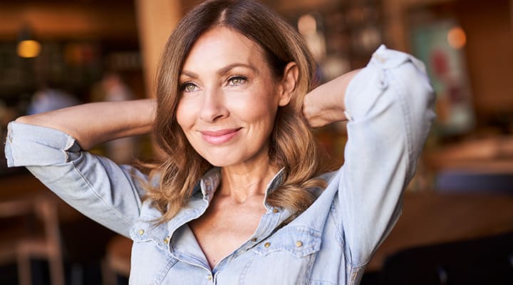 Woman with moisturized and hydrated skin