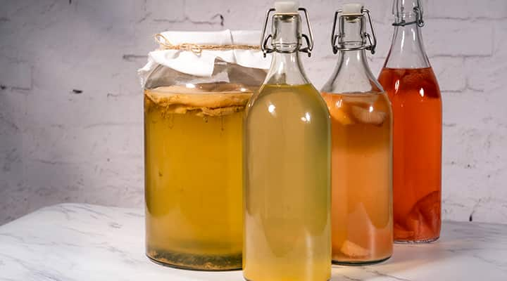 Unlike kefir, kombucha is made with fermented tea