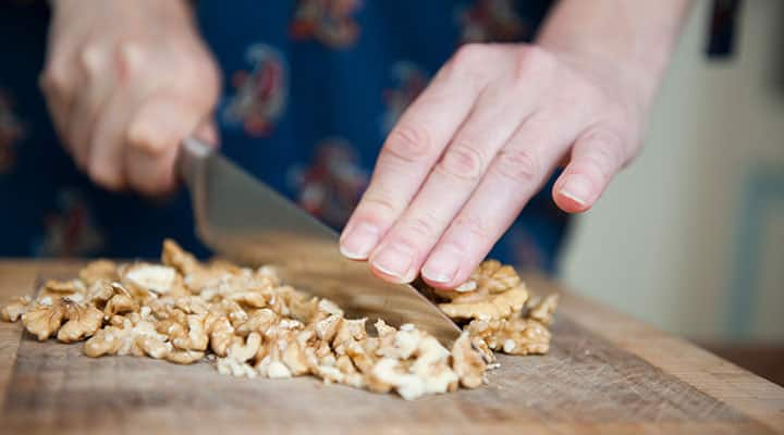 Cutting walnuts which are good for your brain