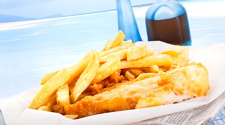 Malt vinegar is served with fish and chips