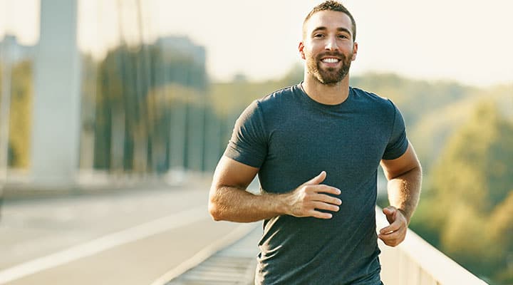 Man running with healthy glutathione levels