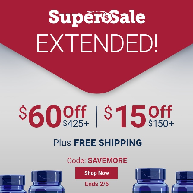 Super Sale Extended! $60 off $425. $15 off $150. Plus Free Shipping. Code: SAVEMORE. Shop Now. Ends 2/5.