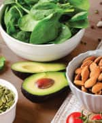 Different Vitamin K rich foods spinach and almonds