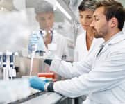 Two scientists working in a lab