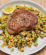 Tuna steaks with preserved lemon couscous