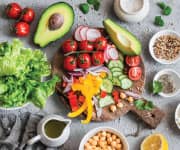 Platter of plant-based food with good gut support