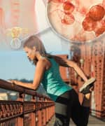 Running woman feeling good with microflora in check