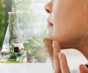 Woman using plant-derived ceramides for skin health