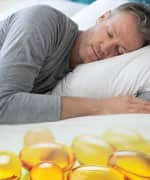 Man sleeping with the use of vitamin d capsules for better quality