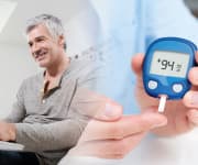 Man having blood sugar levels taken after quality sleep and ashwagandha supplementation