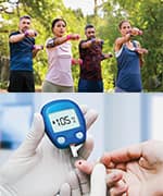 Nurse taking patient’s blood glucose level for prediabetes screening at the age of 35