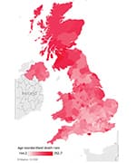 'Map of the UK age-standard death rates