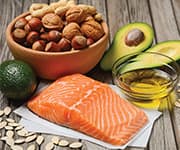 Salmon, avocados, and walnuts with natural omega-3