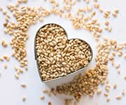 Sesame seeds in a heart bowl